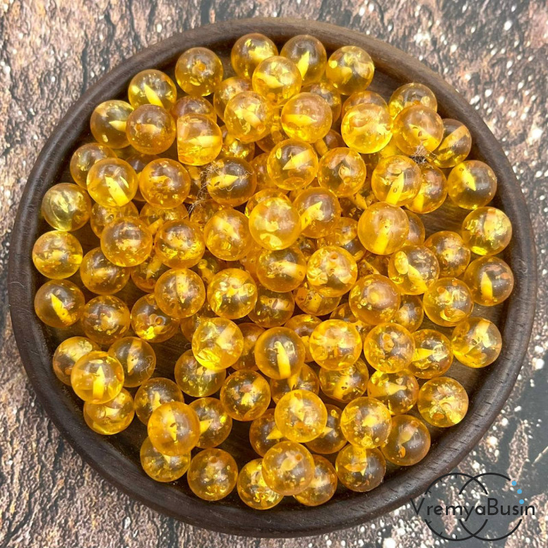 Янтарь имит., полупросверленные бусины шарики 8 мм (1 шт.)