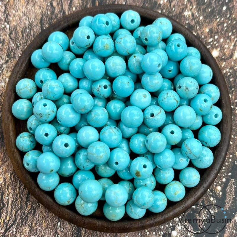 Бирюза имит., полупросверленные бусины шарики 8 мм (1 шт.)