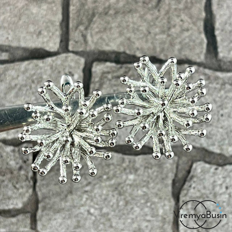 Швензы с английским замком, диам. ок. 16 мм, латунь с родиевым покрытием (1 пара)