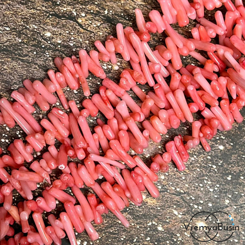 Коралл натуральный игольчатый, цв. розовый (нить, ок. 40 см.)