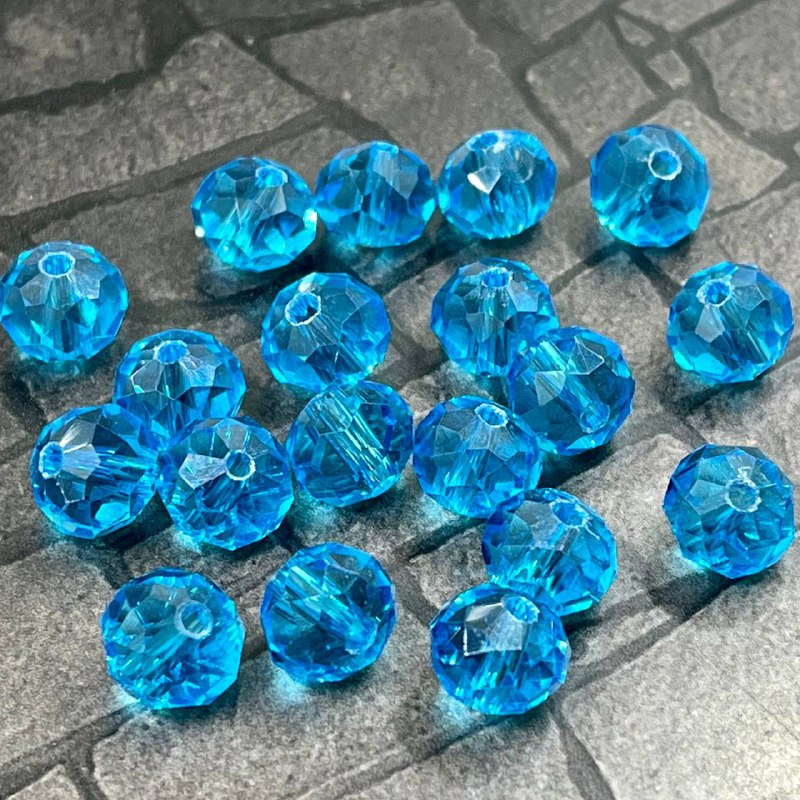 Бусины рондели из граненого стекла, 8х10 мм, цв. БИРЮЗОВЫЙ  (1 шт.)