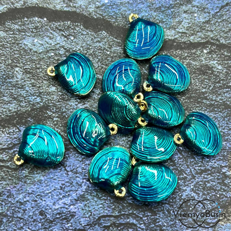 Облегченная подвеска с эмалью, ракушка 13х14х4 мм (1 шт.)