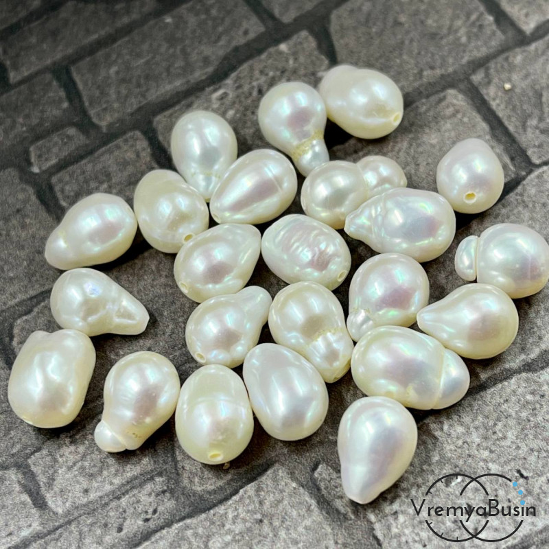 Жемчуг натур. речной, барочный капля, ок. 8х10 мм (1 шт.)