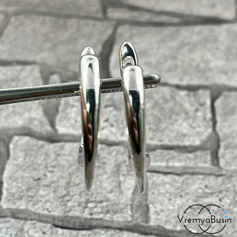 Швензы с английским замком, латунь с родиевым покрытием (1 пара)