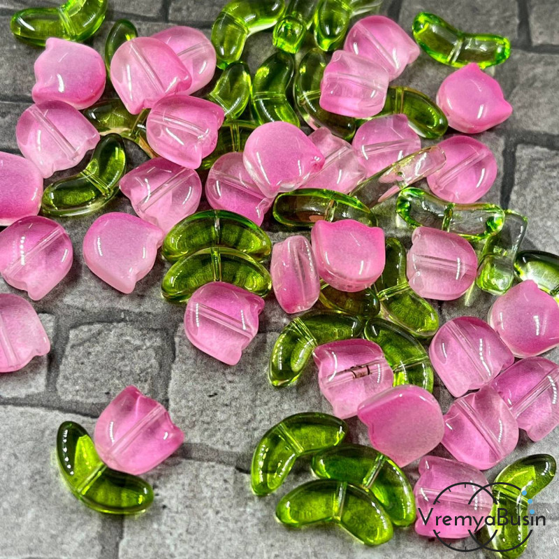 Бусины из гладкого стекла "Тюльпан", 13х14 мм (1 компл.)