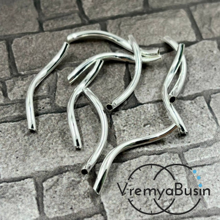 Трубочки-разделители изогнутые, 2х25 мм, цв. серебро  (упак. 10 шт.)