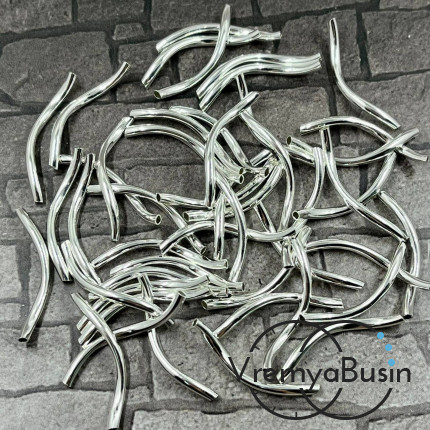 Трубочки-разделители изогнутые, 2х25 мм, цв. серебро  (упак. 10 шт.)