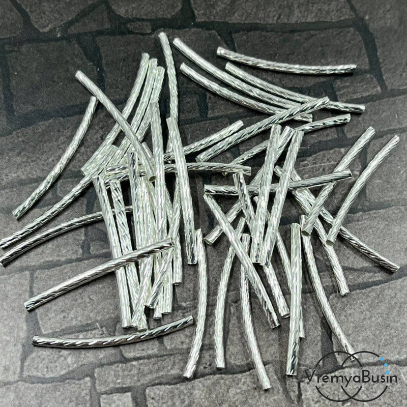Трубочки-разделители рифленые, 2х30 мм, цв. серебро (упак. 10 шт.)