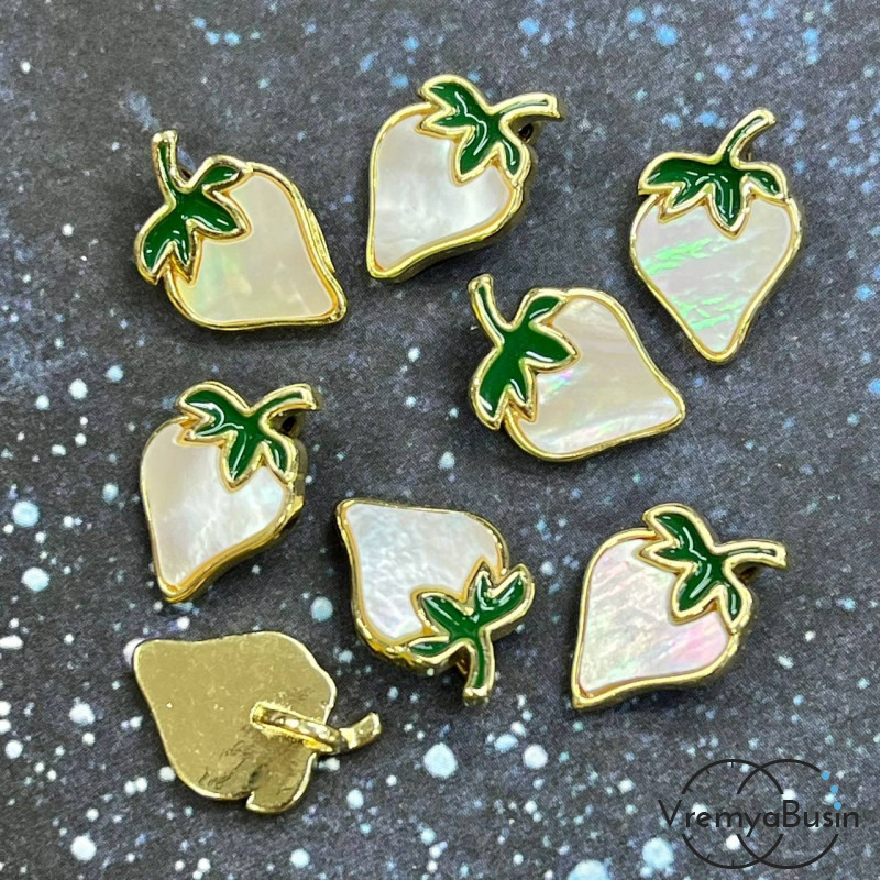 Подвеска с перламутром "Ягодка", 10х14 мм, латунь с позолотой (1 шт.)