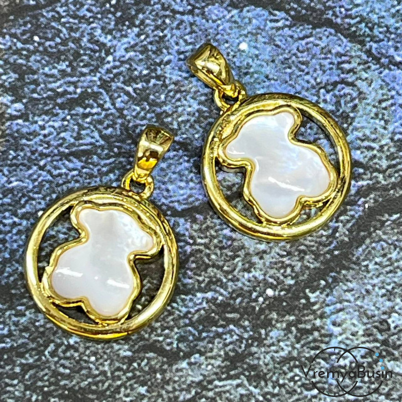 Подвеска с перламутром, латунь с позолотой (1 шт.)