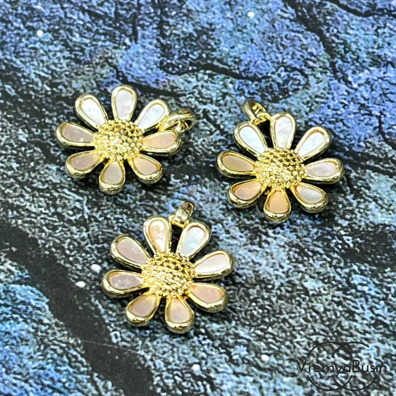 Подвеска с перламутром, латунь с позолотой (1 шт.)