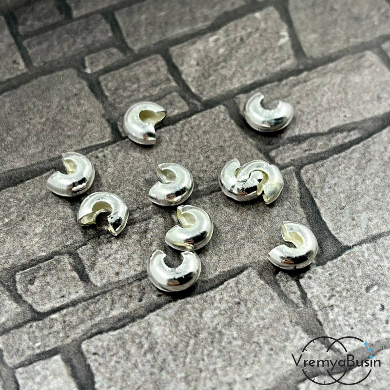 Покрытие для кримпов, 4х6 мм цв. СЕРЕБРО (упак. 10 шт.)