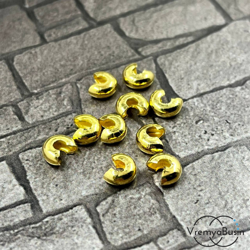 Покрытие для кримпов, 4х6 мм цв. ЗОЛОТО (упак. 10 шт.)