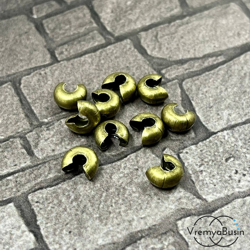 Покрытие для кримпов, 4х6 мм цв. БРОНЗА (упак. 10 шт.)