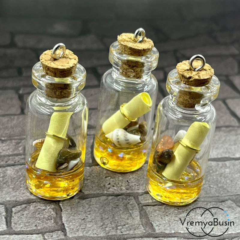 Подвеска "Бутылочка со свитком",  16х46 мм (1 шт.)