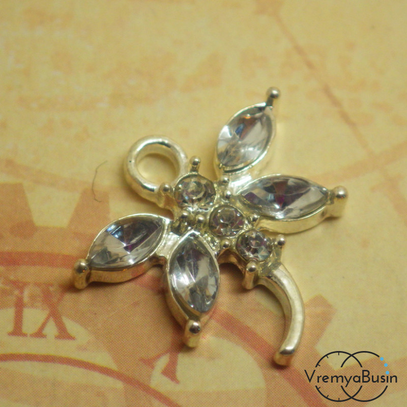 Подвеска со стразами "Стрекоза" (1 шт.) ПРОЗРАЧНЫЙ