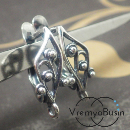 Швензы с английским замком, покрытие мельхиор, цв. серебро (1 пара)