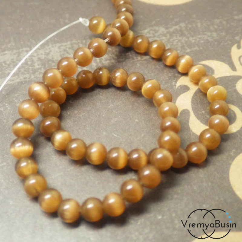 Кошачий глаз. Шарик гладкий 4 мм. КОРИЧНЕВЫЙ (20 шт.)