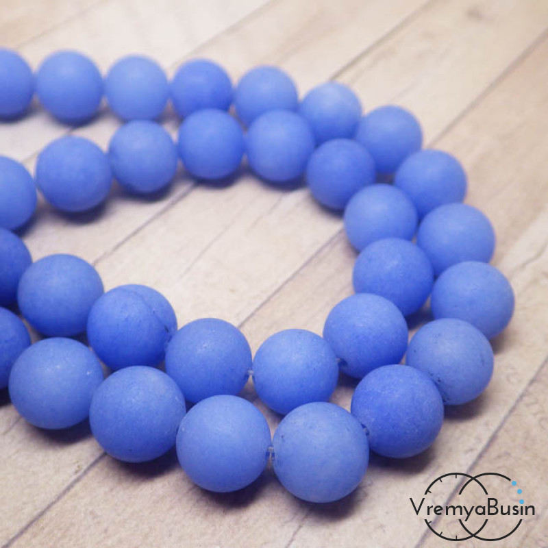 Агат матовый, шарик 10 мм, цв. голубой (1 шт.)