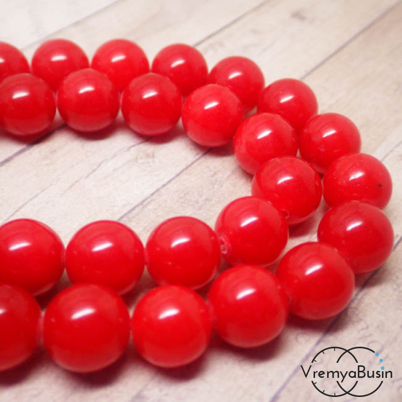Агат тонированный. Гладкий шарик 10 мм. КРАСНЫЙ
