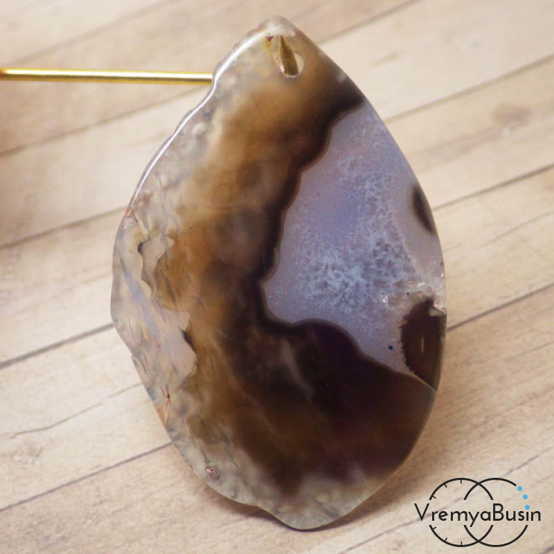 Подвеска из камня. Спил агата коричневый