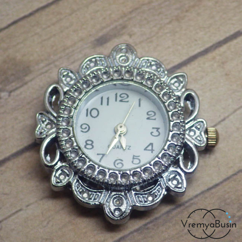 Основа для часов, цвет серебро, циферблат арабский