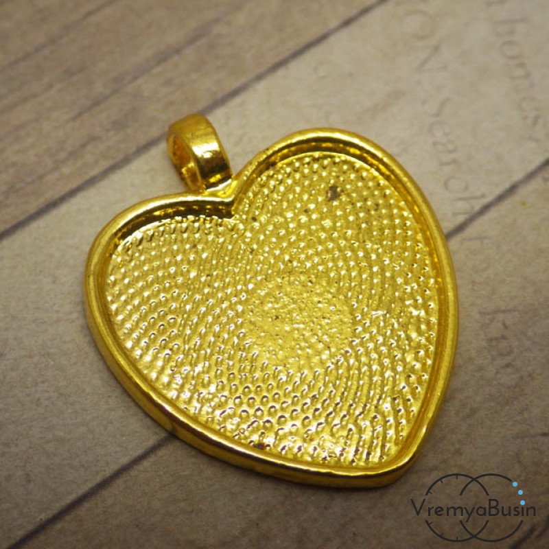 Основа для кабошона Сердце 25 мм, цвет золото
