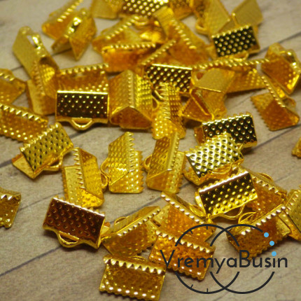 Зажим для ленты, 8х10 мм, цвет золото (1 шт.)