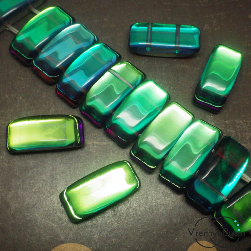 Опал синтетический черный. Бусины гладкие с 2 отверстиями 10х25 мм