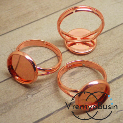 Основа для кольца с сеттингом под кабошон 12 мм., цв. розовое золото  (1 шт.)