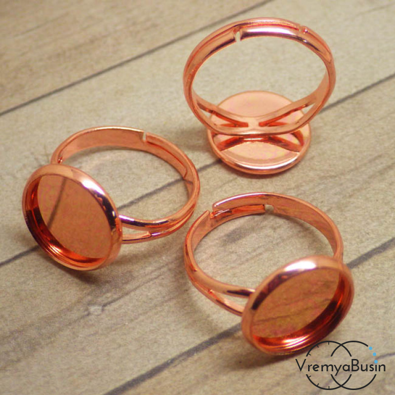 Основа для кольца с сеттингом под кабошон 12 мм., цв. розовое золото  (1 шт.)