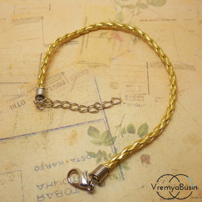 Основа для браслета пандора. Кожаная косичка золотая