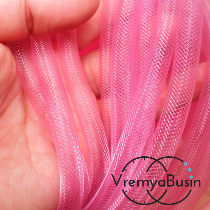 Полый шнур из нейлоновой сетки, 8 мм, цв. розовый (1 м.)