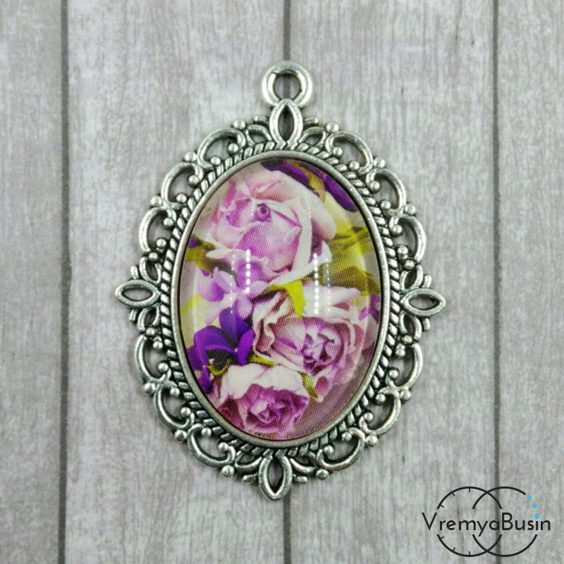 Подвеска с кабошоном "Цветы" 30х40 мм (1 шт.)