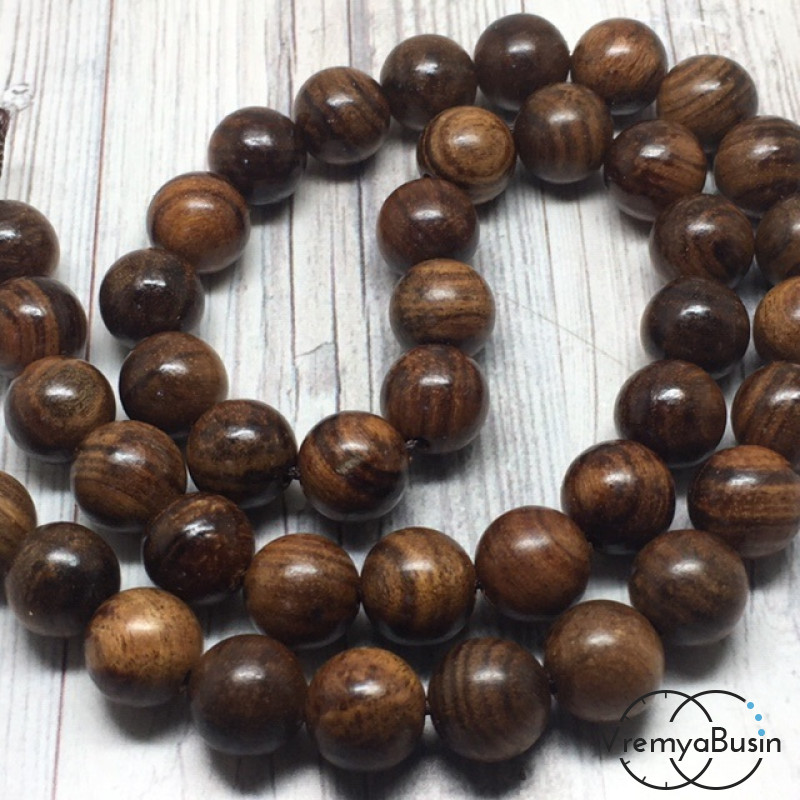 Бусины из дерева, шарик гладкий 10 мм (нить, ок. 38 шт.) 