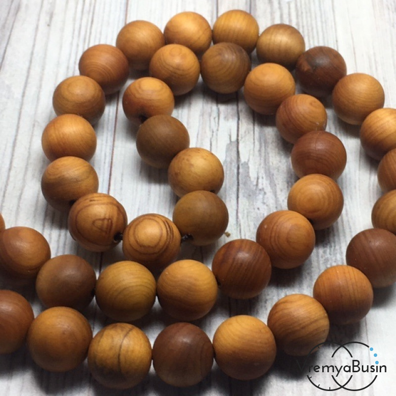 Бусины из дерева, шарик гладкий 10 мм (нить, ок. 38 шт.) 