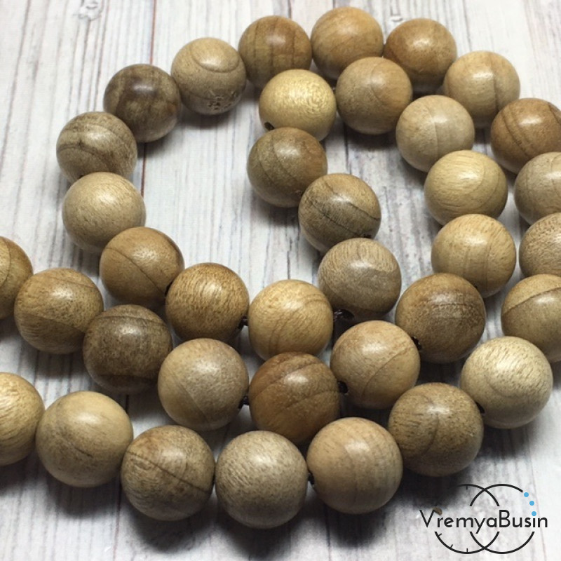 Бусины из дерева, шарик гладкий 10 мм (нить, ок. 38 шт.) 