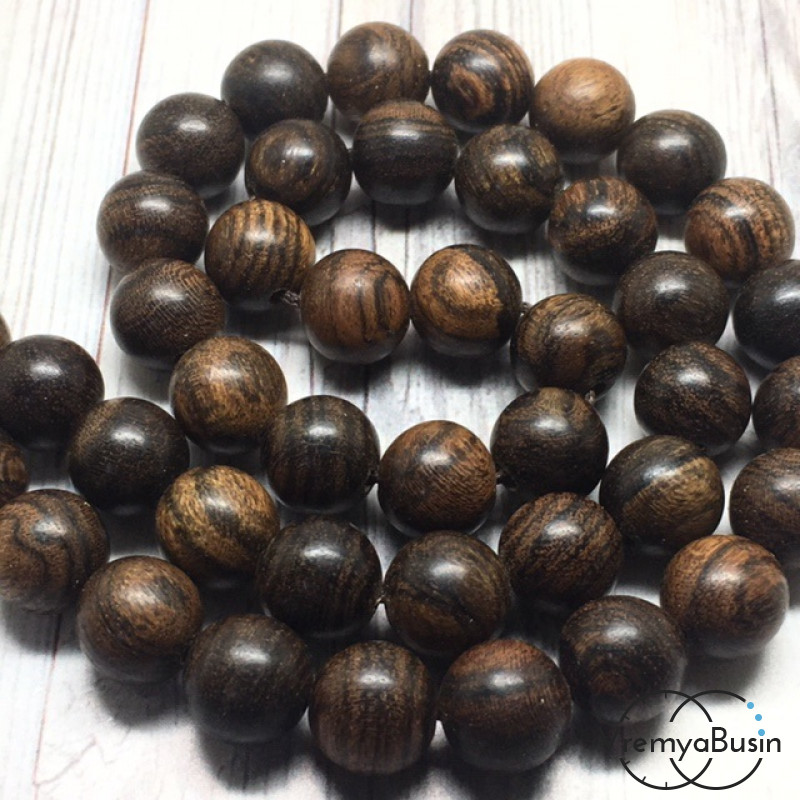 Бусины из дерева, шарик гладкий 10 мм (нить, ок. 38 шт.) 