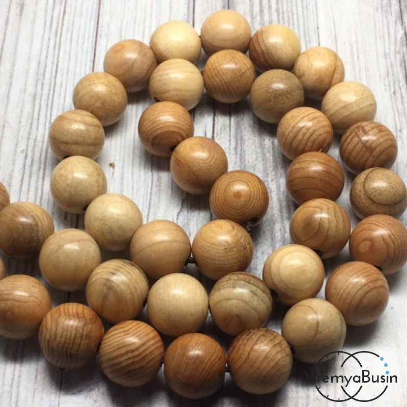 Бусины из дерева, шарик гладкий 10 мм (нить, ок. 38 шт.) 