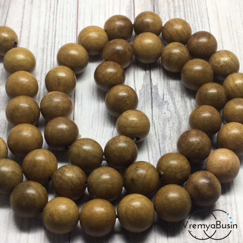 Бусины из дерева, шарик гладкий 10 мм (нить, ок. 38 шт.) 