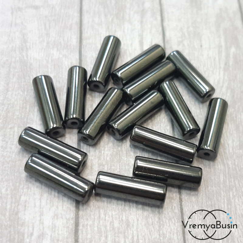 Гематит, трубочка гладкая ок. 4х14 мм, цв. черный (1 шт.)