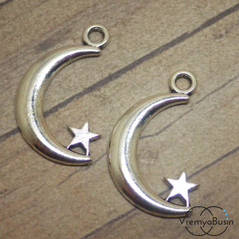 Месяц со звездой. Подвеска под серебро