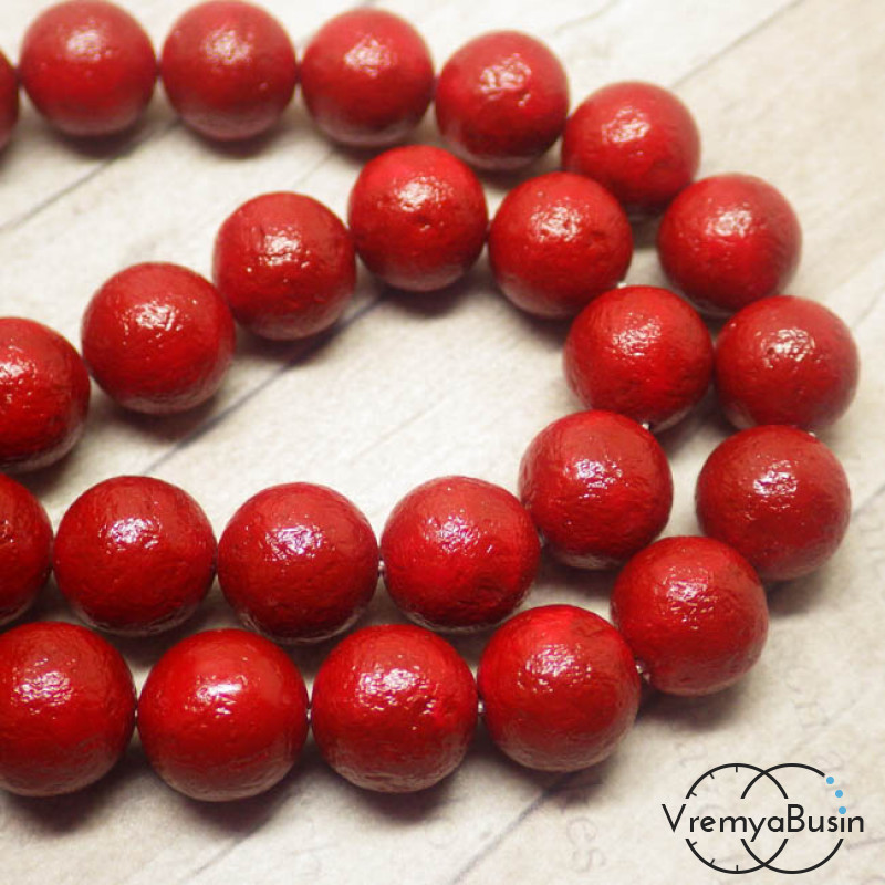 Жемчуг майорка с бархатной поверхностью, 10 мм, КРАСНЫЙ