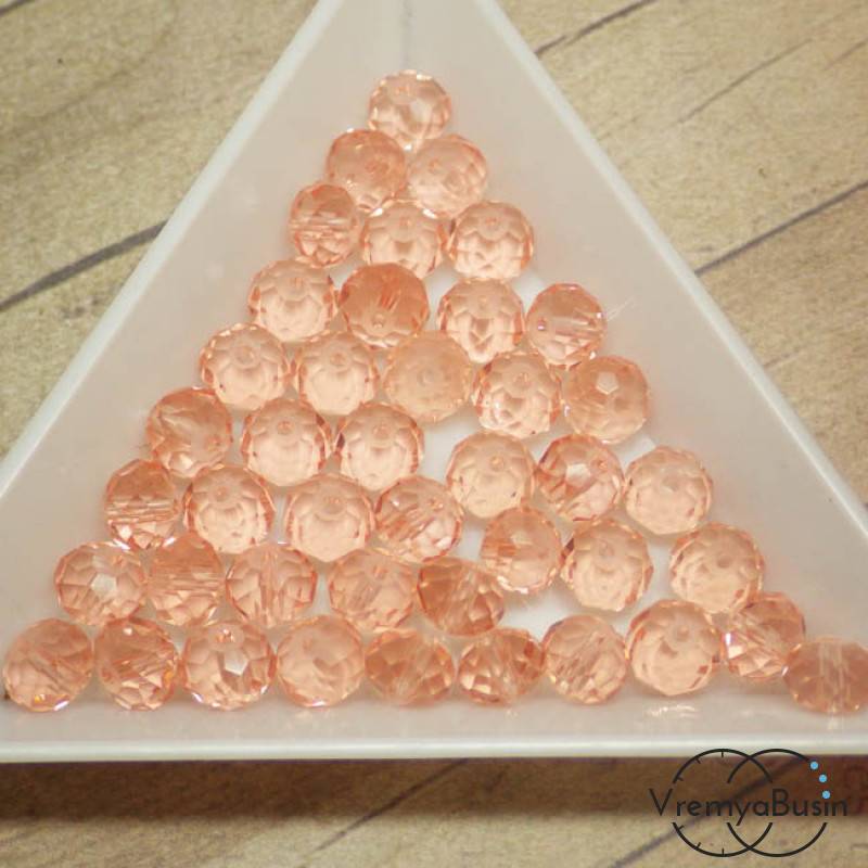 Бусины-рондели из граненого стекла, цвет КРЕМОВЫЙ, размер 6 мм  (упак. 10 шт.)