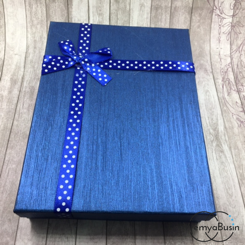 Большая подарочная коробка для украшений, 12х16х3 см, цвет СИНИЙ