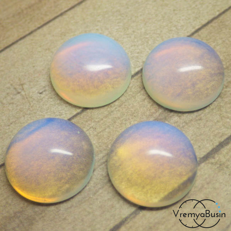 Кабошоны из камня, круг 16 мм, ЛУННЫЙ КАМЕНЬ