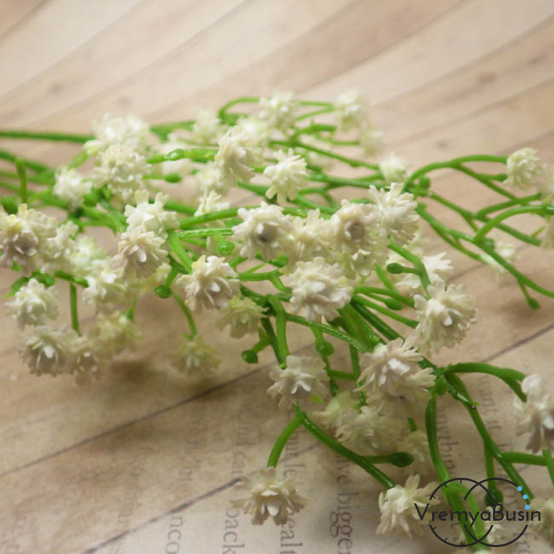 Ветка из пластика "Гипсофила", 170 мм., цв. БЕЛЫЙ (1 шт.)