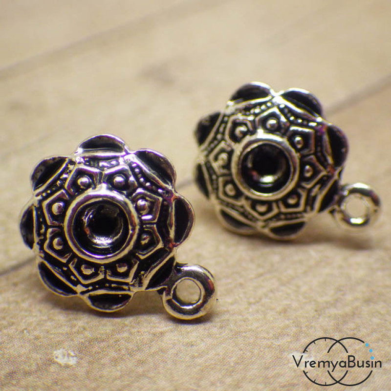 Швензы-гвоздики под серебро, 14х15 мм (1 пара)