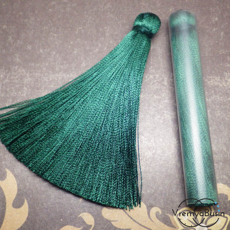 Кисти из шелковой нити 7 см., цв. изумрудный (2 шт.)