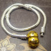 Браслет в стиле пандора, цвет серебро, с круглой золотой бусинкой, 21 см